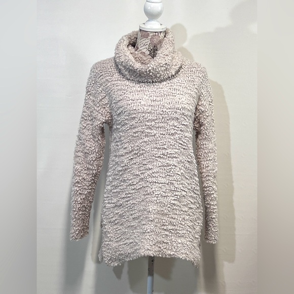 PINK ROSE Beige boucle cowl neck sweater size L. - Picture 2 of 13